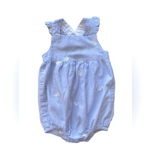MINI BODEN Bunny Embroidered Woven Bubble Romper